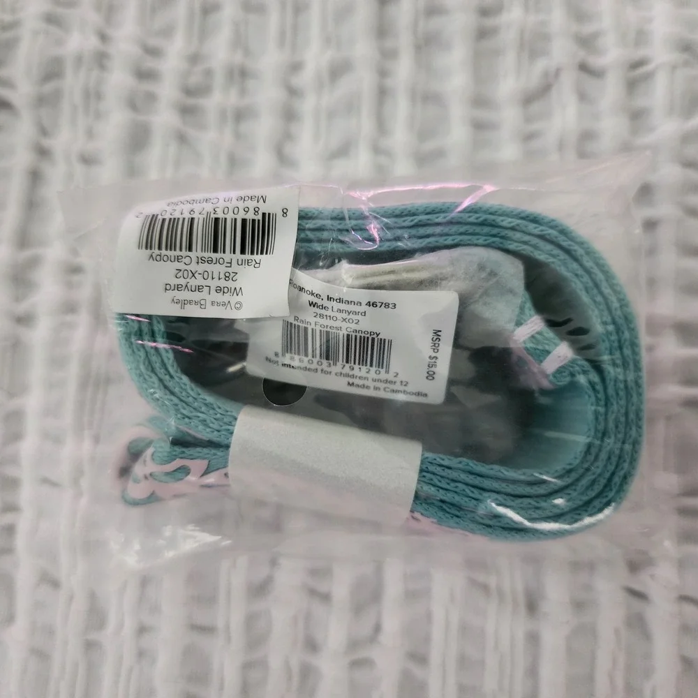Vera Bradley Wide Lanyard Rain Forest Canopy Teal Pink Tropical 28110-X02 NIP